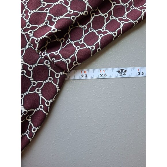 LOFT Outlet Chain Print Belted Long Sleeve Dress Womens Medium Maroon - Picture 6 of 8